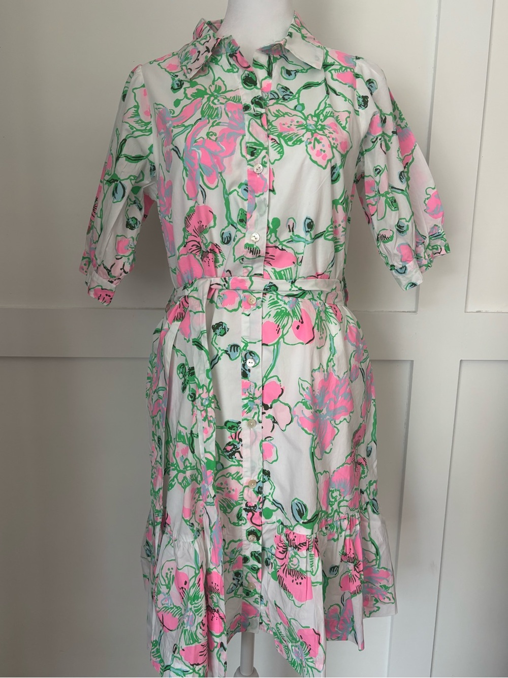 Lilly Pulitzer Pink & Green Sashria Floral Button-Front Midi Dress size 4 NWT - Picture 10 of 13